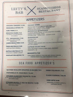 Scannichios Restaurant At Lefty's Bar menu