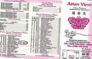 Asian View Chinese menu