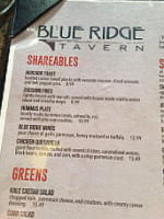 Blue Ridge Tavern Trading menu