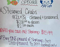 Story's Seafood menu