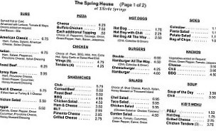The Spring House menu