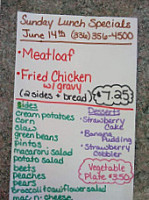 Sue's menu