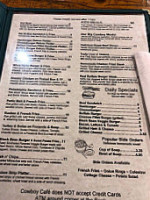 Cowboy Cafe menu