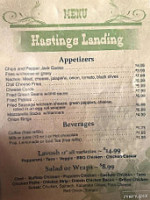 Hastings Landing menu