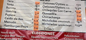 Chona's menu