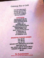 Gateway Grill menu