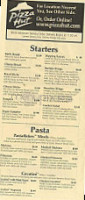 Pizza Barn menu