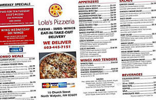 Lola's Pizza menu