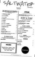 Saltwater And Bistro menu