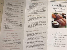 Kaze Sushi Takeout menu