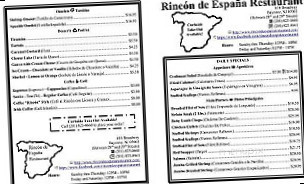 Rincon De Espana Inc menu