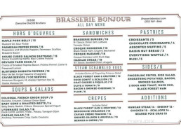 Brasserie Bonjour menu