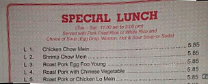 Great Wall Chinese menu