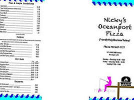 Nicky's Pizza menu
