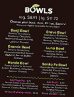 Bonji Bowls menu