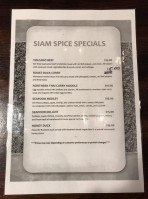 Siam Spice menu
