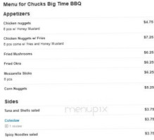 Chucks Big Time Bbq menu