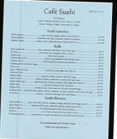 Cafe Sushi menu