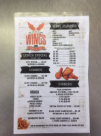 Wings Take Out menu