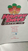 Happy Days Diner menu