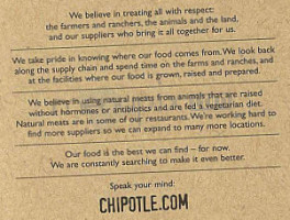 Chipotle Mexican Grill menu