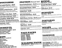 Tactikal Tacos menu