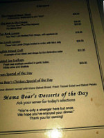 The Bears' Steakhouse menu