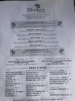 The Sandbar Village menu