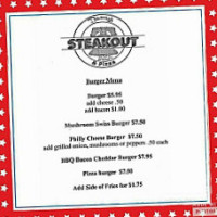 Danny's Steakout Pizza menu
