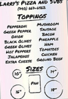 Larry's Pizza Subs menu