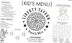 Liberty Tavern menu