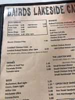 Bairds Lakeside Cafe menu