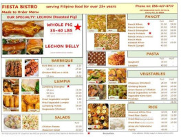 Fiesta Bistro Filipino menu
