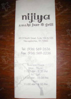Nijiya Sushi Grill menu