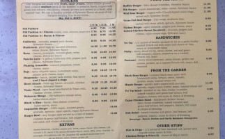Sylvester's Burgers menu