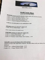 Wolf Creek Diner menu