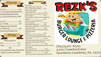 Rezks Burger Lounge menu