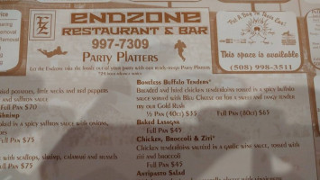 Endzone Sports Pub menu
