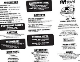 Fatboy's Pizza And Icecream menu