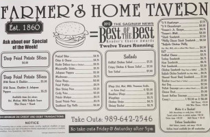 Farmers Home Tavern menu