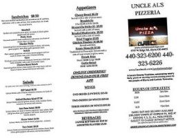 Uncle Al's Pizza menu