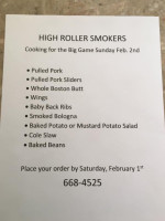 High Roller Smokers Bbq menu