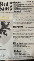 The Sled Haus menu