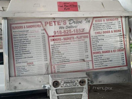 Pete's Drive-in menu