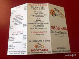 Gizmo's Pizza menu