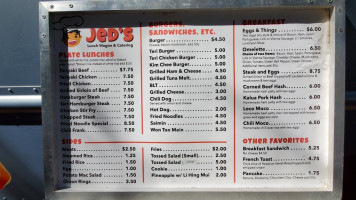 Jed's Lunchwagon menu