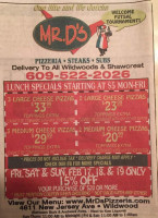 Mr D's Pizzeria Steaks menu