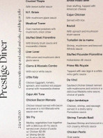 Prestige Diner menu