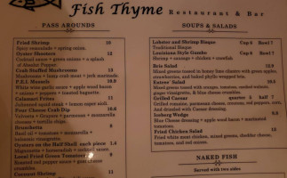 Fish Thyme Restaurant Bar menu