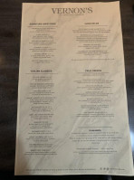 Vernon's Cafe menu